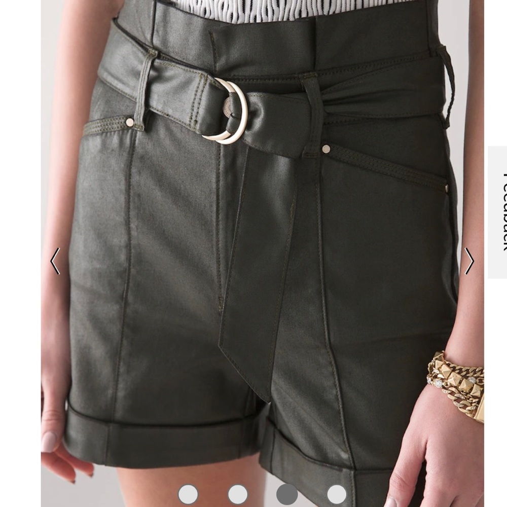 NWT White House Black Market Coated Denim Paperbag Shorts Sz 2 Fatigue G…